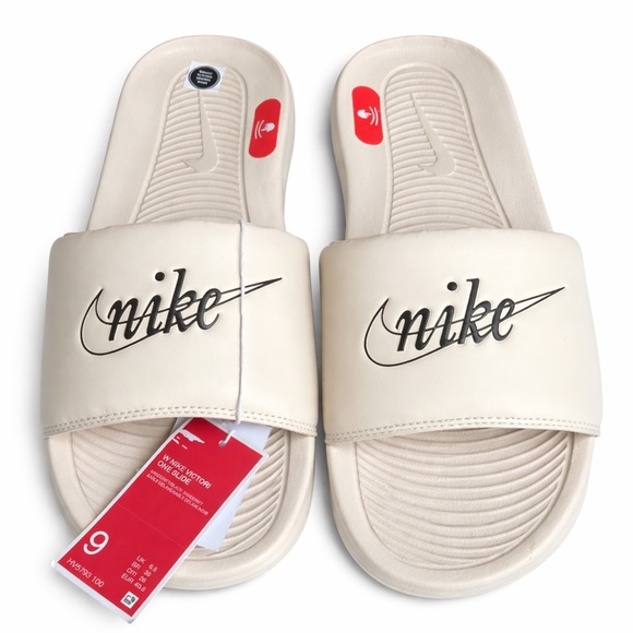Nike Shoes - Nike Victori One Slides Women 9 Sand Drift Black Comfort Sandals HV5793-100 NWT